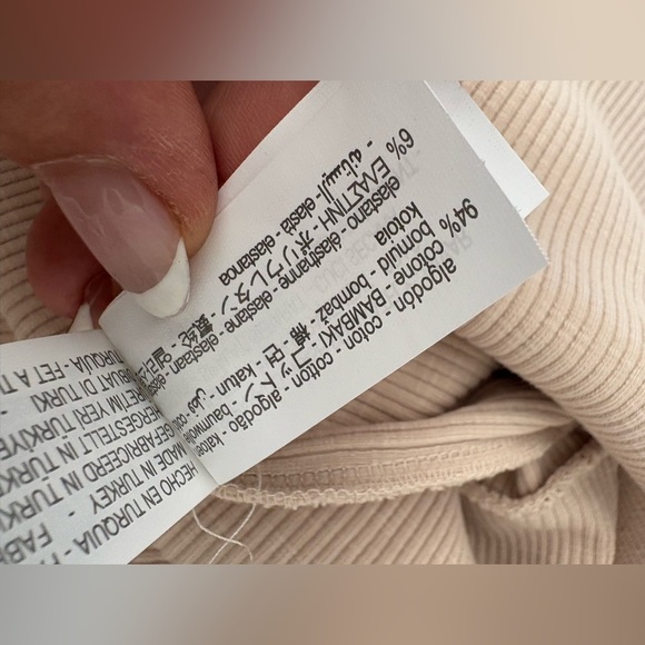 Zara NWOT beige cream ribbed fold over waist flare pants medium tall stretchy - Picture 5 of 11